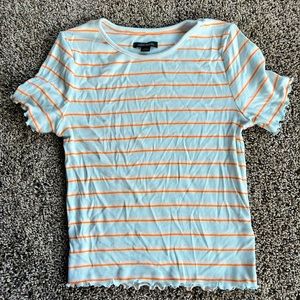 Wild Fable Target Blue and White Striped Fitted Tee